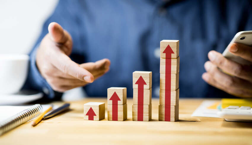 Business goal and profit with graph chart.financial