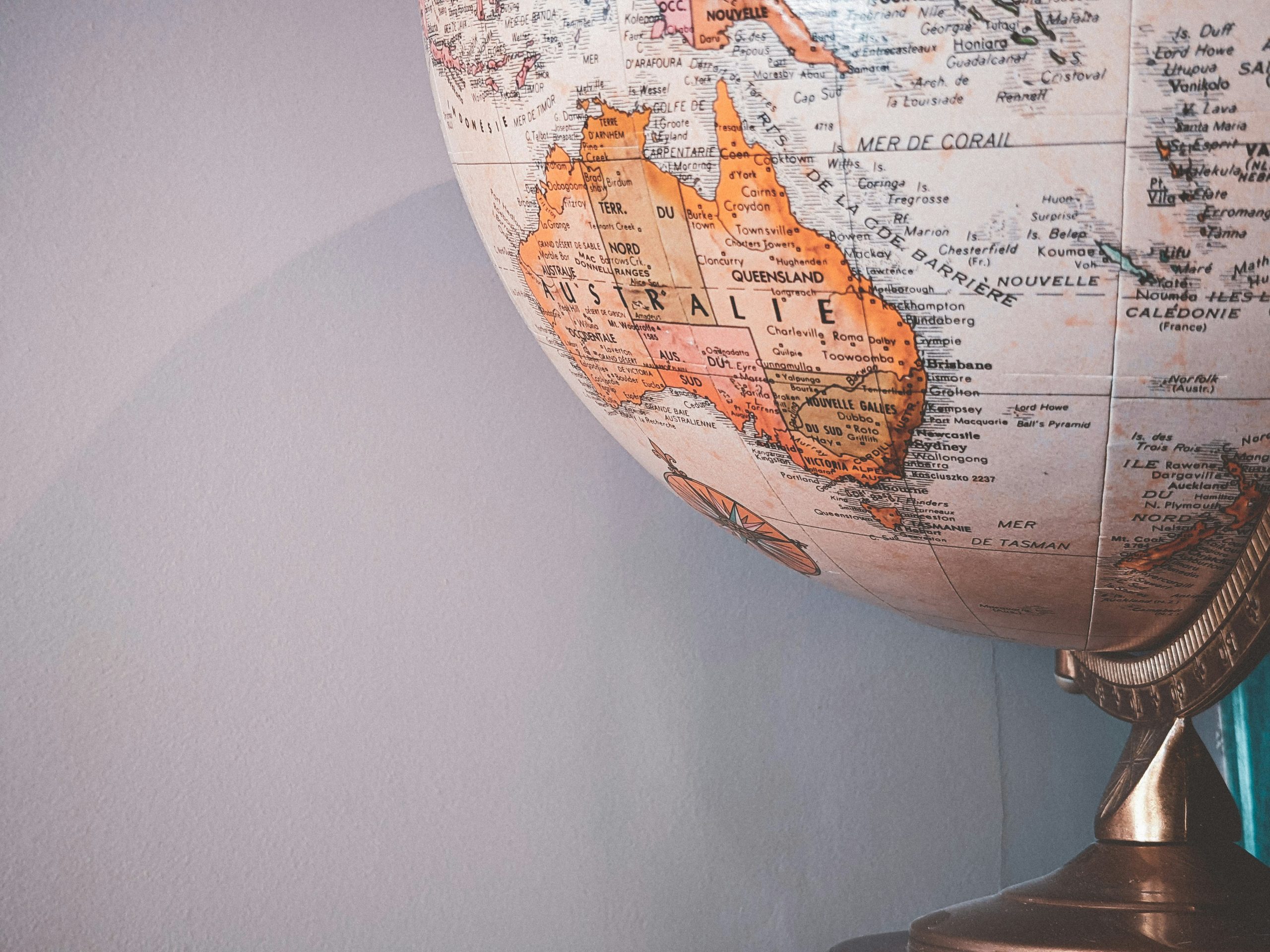 Australia on a world globe